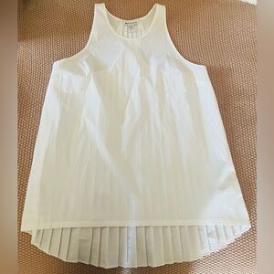 Athleta White High Neck Pleated Tank Size S